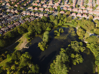 Whitley Bay Monkseaton UK: 16th Aug 2025: Marden Quarry Nature Reserve drone view on sunny day