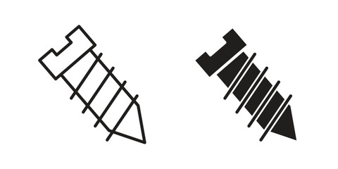 Screw icon element in flat simple style. Thin stroke editable icons