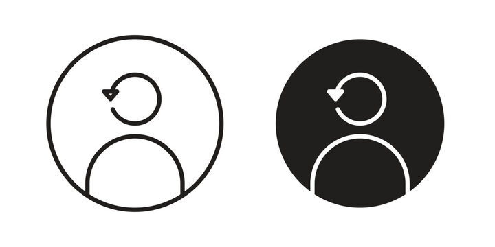 Scrum master icon element in flat simple style. Thin stroke editable icons