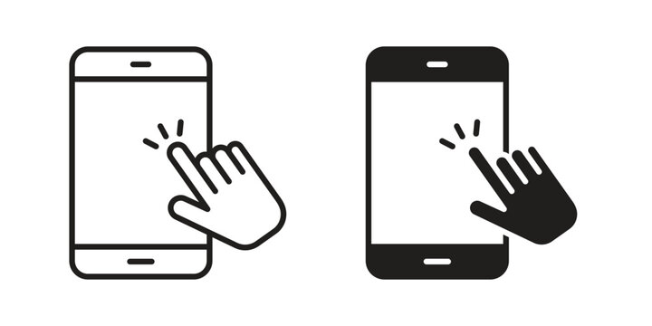 Self service icon element in flat simple style. Thin stroke editable icons