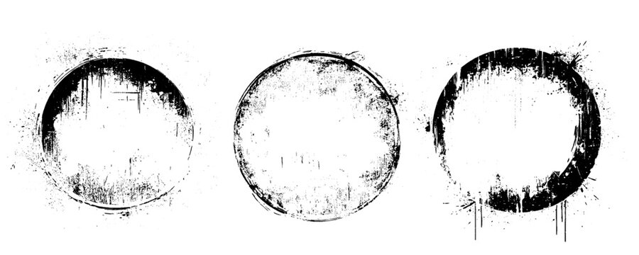 Grunge paint circle vector set. Abstract story highlight cover icons. Grunge round frames for social media stories.