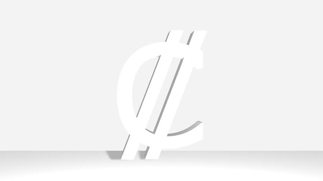 Perspective projections 3d Costa Rican Colon Sign character model icons on white background.  High detailed 3d Costa Rican Colon character. Animated Video