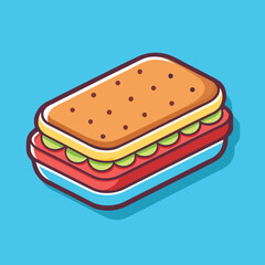 Cute Ice Cream Sandwich Dessert with Colorful Layers – Cartoon Vector Illustration