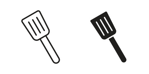 Spatula icon element in flat simple style. Thin stroke editable icons