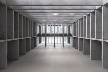 Brutalist architecture in university concrete building