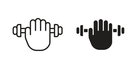 Strength training icon element in flat simple style. Thin stroke editable icons