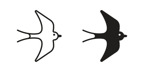 Swallow icon element in flat simple style. Thin stroke editable icons