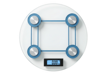 Digital bathroom scale isolated on transparent background for health, fitness, and e-commerce marketing