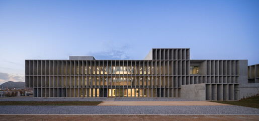University building with brutalist architecture design