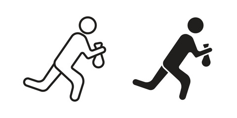 Thief icon element in flat simple style. Thin stroke editable icons