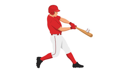 Cartoon illustration of baseball player hitting a ball with a bat