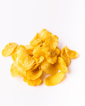 Crisp cereal breakfast on a white background