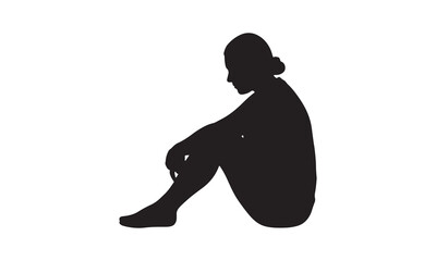 Black silhouette of a woman sitting