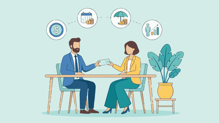 Financial planning and investment consultation meeting illustration