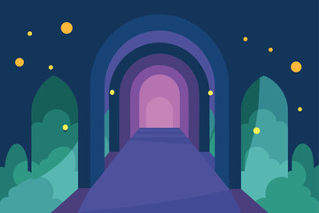 Fototapeta premium Fantasy Arched Tunnel With Cascading Lights Enchanted