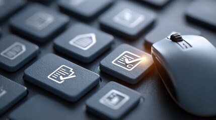 Eudr compliance concept showing computer mouse on icons representing verification, traceability and regulatory reporting for sustainability