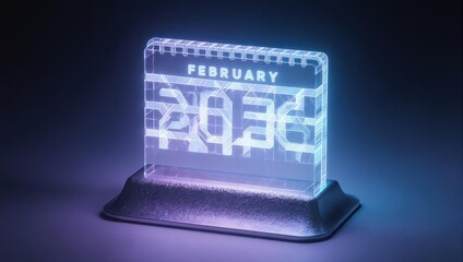 Illuminated LED Calendar Display Showing February 2036.