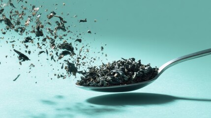 loose leaf spoon and natural sprinkle on watercolor table