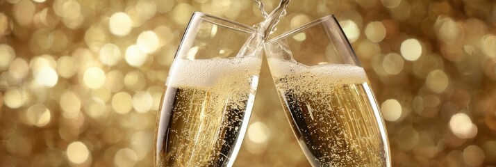Champagne glasses toasting celebrating New Year party