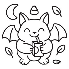 Funny Halloween Animal Drinking Juice Box - Printable Digital Stamp