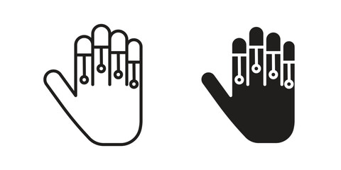 Wired gloves icon element in flat simple style. Thin stroke editable icons