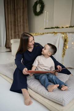 Mother and son sharing quality Christmas time together