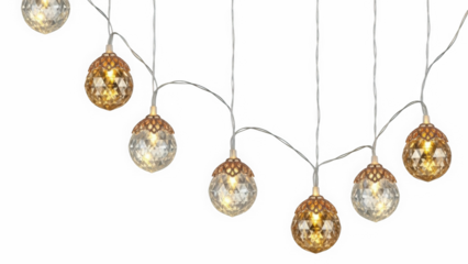 Elegant crystal string lights on black background