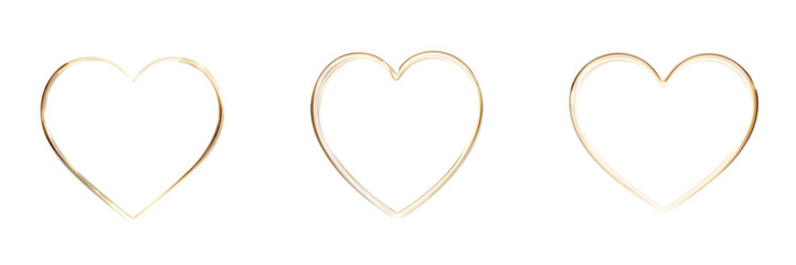 Set of Metal toy love symbol in golden color, minimal design, realistic lighting, real photo, stock photography on transparent png background. Ai generated