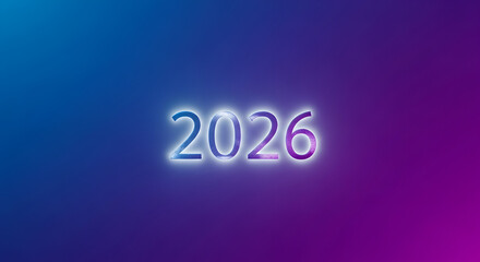 Neon Lights Display of Year 2026 on Vibrant Background.