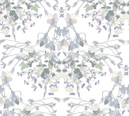 Colorful flowers seamless pattern on transparent background for wrapping paper, wallpaper print and textile