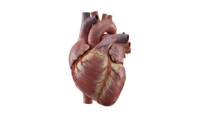 Human heart on transparent background illustrating anatomy