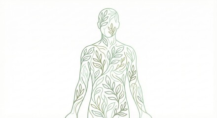 Obraz premium Human Silhouette Filled with Leaves