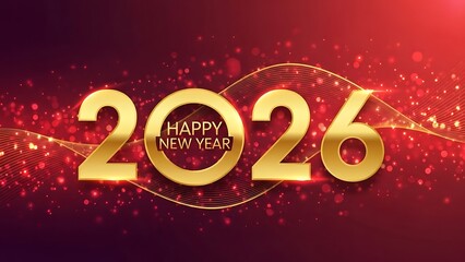 Happy new year 2026 greeting banner design with golden numbers