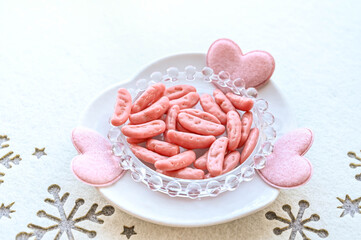 イチゴチョコがかかった柿の種