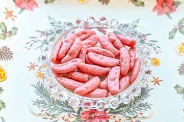 イチゴチョコがかかった柿の種