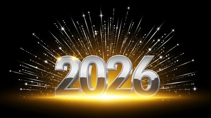 New year 2026 celebration background with glowing effects and fireworks burst