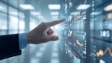 hand pushing a button on a touch screen