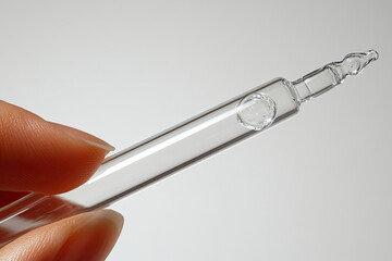 Minimalist Close-Up of a Hand Holding a Dropper with Soft Lighting