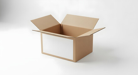 Open Cardboard Box Empty Container for Storage.