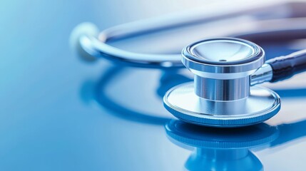 Stethoscope on a Reflective Surface Indicating Medical Assessment and Care