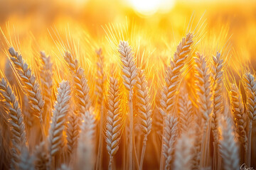 Elegant Wheat Field Illuminated by the Warm Light of Dawn