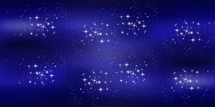 Starry vector sky. Seamless pattern