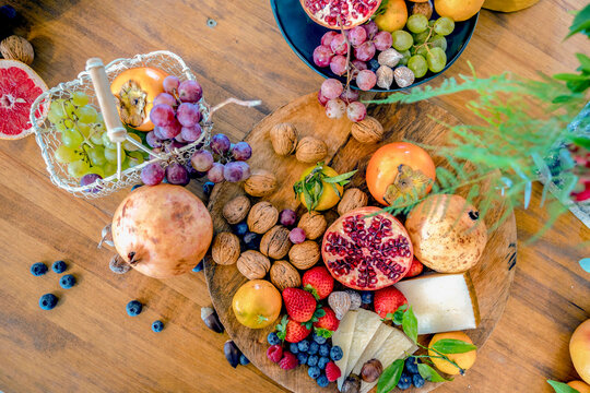 Vibrant assortment of fruits and nuts for culinary delight