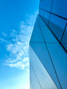 Modern urban architecture with reflective glass facade