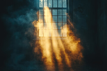 A Panoramic View of Light Filtering Through the Window in a Retro Style