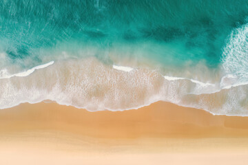 Close-Up Aerial View of Ocean Waves Reaching Sandy Beach