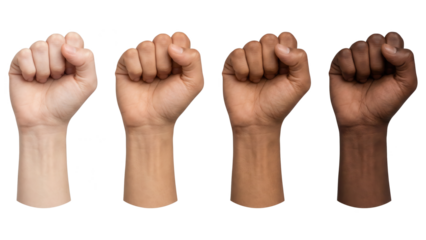 Diverse Fists Raised: Strength and Solidarity