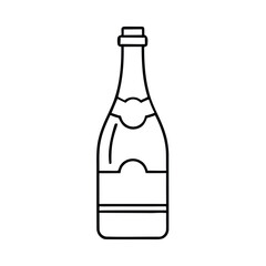 Minimalist line art icon of a champagne bottle, perfect for celebrations, luxury, and beverage-related designs. Simple vector outline.