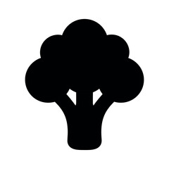Simple black silhouette of a broccoli floret, perfect for healthy eating, vegan, or vegetarian concepts. A clean and modern vegetable icon.