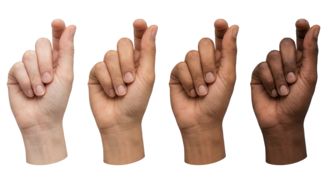 Multicultural Hand Gesture: Snapping Fingers on White - Powered by Adobe